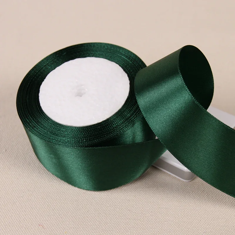 25Yards Dark Green Crafts Satin Ribbon Christmas Gift Package Bow DIY Handmade Headwear Sewing Clothing Party Hair Hccessories