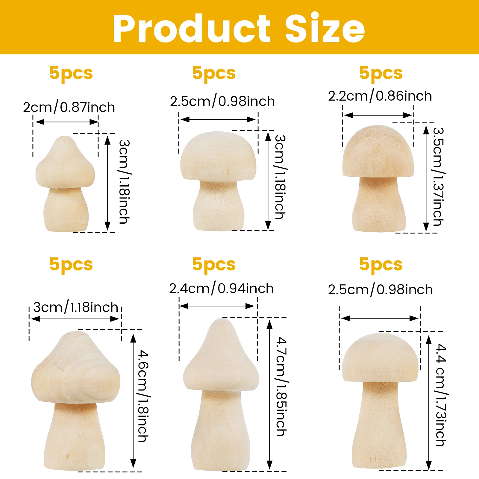30pcs Unfinished Wooden Mushroom or 20pcs Mini Doll for Arts and Crafts DIY Projects Ornaments Kids Birthday Christmas Gifts