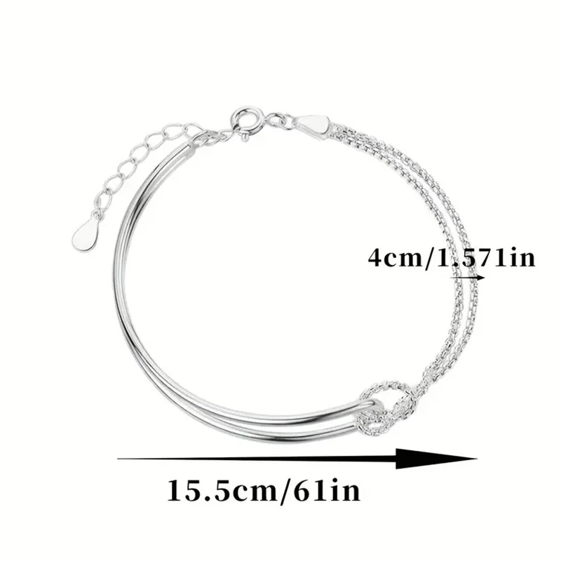 New S925 Silver Minimalist Geometric Collage Bracelet Women's Jewelry Exquisite and Elegant for Birthday and Christmas Gifts