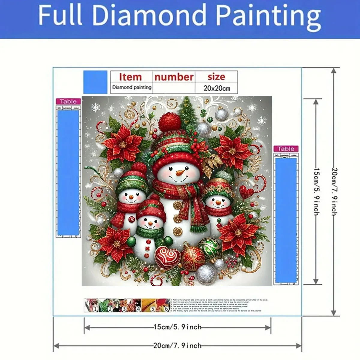Christmas Snowman Diamond Painting Set, DIY Adult Full Diamond Home Decoration Painting Set, Adult, Frameless Crafts