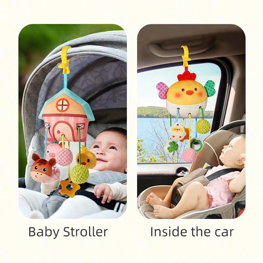 Christmas Decoration Baby Plush Toys, Stroller Toy With Sensory Details Car Seat Toys, Hanging Rattle Toys For Crib Mobile, Newb