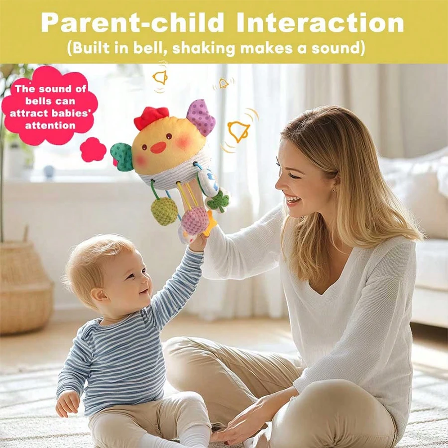 Christmas Decoration Baby Plush Toys, Stroller Toy With Sensory Details Car Seat Toys, Hanging Rattle Toys For Crib Mobile, Newb