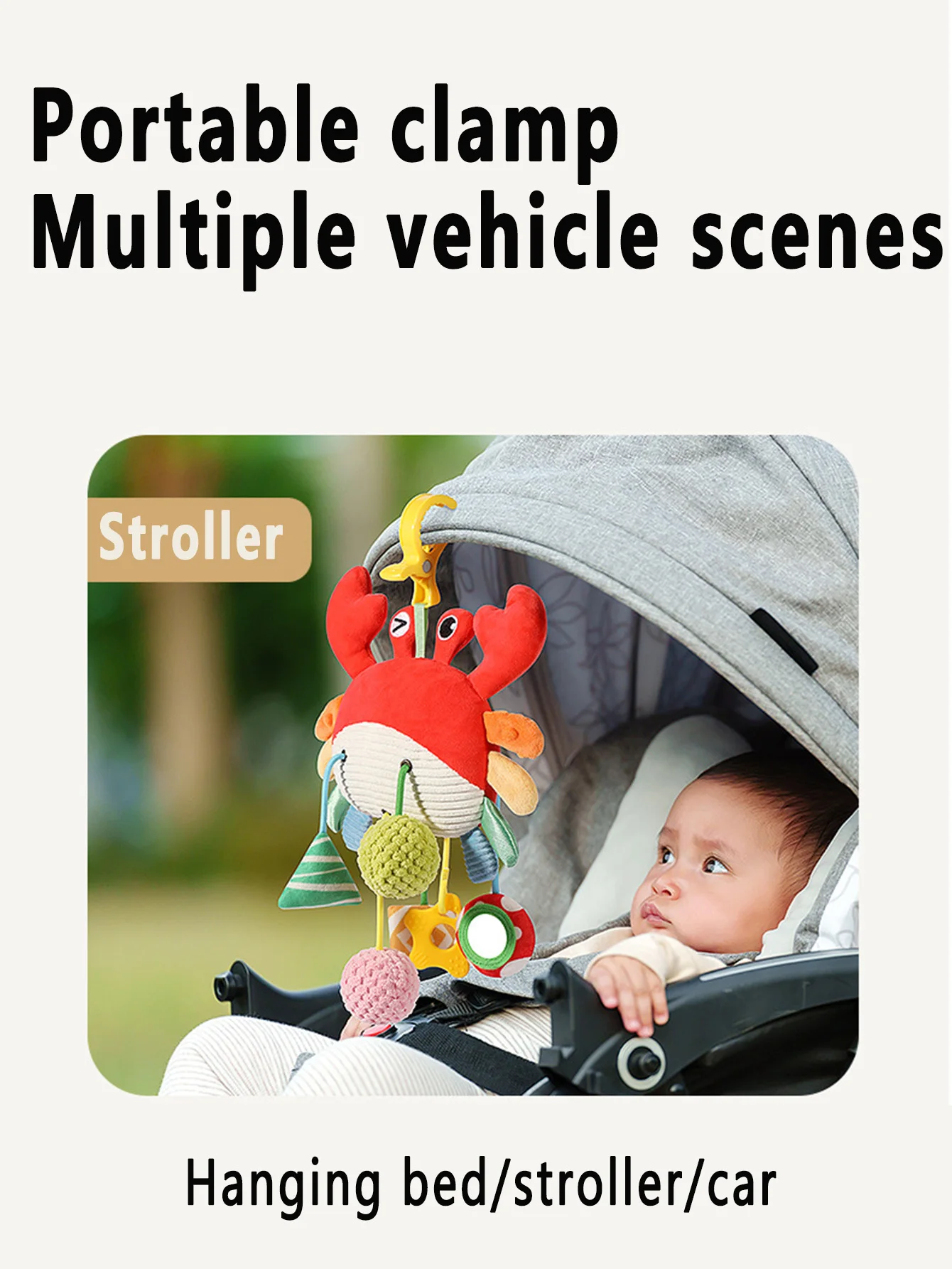 Christmas Decoration Baby Plush Toys, Stroller Toy With Sensory Details Car Seat Toys, Hanging Rattle Toys For Crib Mobile, Newb