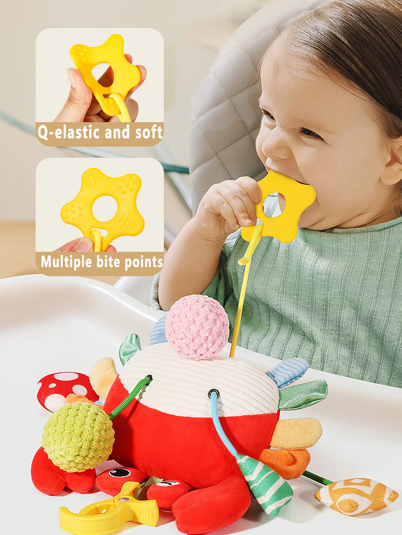 Christmas Decoration Baby Plush Toys, Stroller Toy With Sensory Details Car Seat Toys, Hanging Rattle Toys For Crib Mobile, Newb