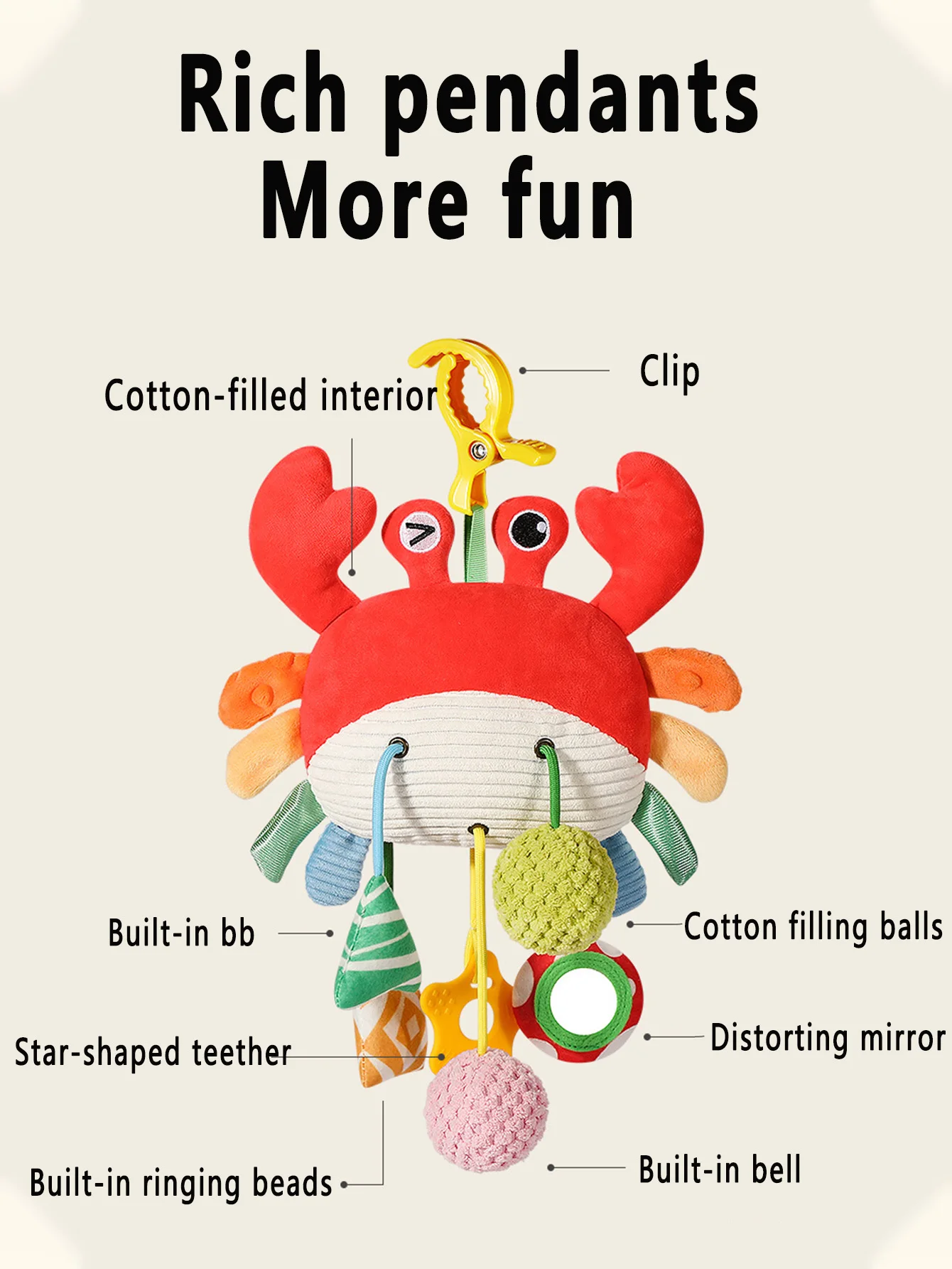 Christmas Decoration Baby Plush Toys, Stroller Toy With Sensory Details Car Seat Toys, Hanging Rattle Toys For Crib Mobile, Newb
