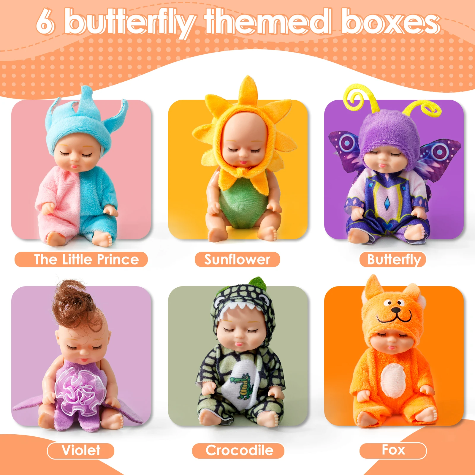 6-12Pcs Reborn Doll Kit Toy Simulation Princess Dolls Toy Mini Cute Sleeping Baby with Clothes Christmas Birthday Christmas Gift