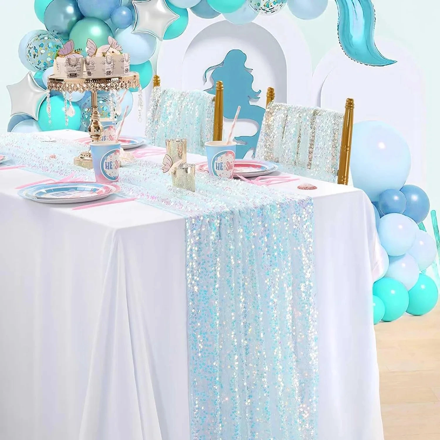 Christmas Sequin Table Runner Iridescent Table Runner Mermaid Party Table Runner for Wedding Birthday Party Decor