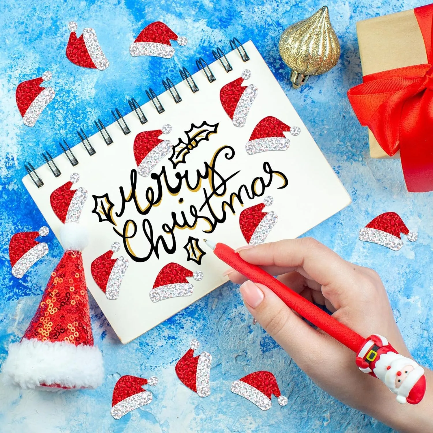 500pcs Laser Cartoon Christmas Stickers Christmas Gift Wrapping Label Sticker Reward Stickers Scrapbook Stationery, 3cm