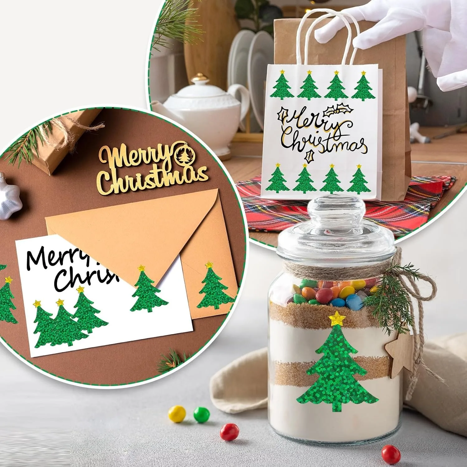 500pcs Laser Cartoon Christmas Stickers Christmas Gift Wrapping Label Sticker Reward Stickers Scrapbook Stationery, 3cm