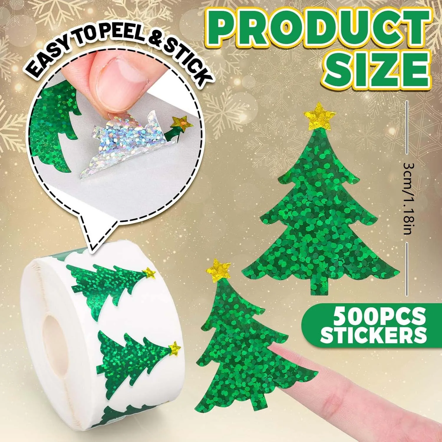 500pcs Laser Cartoon Christmas Stickers Christmas Gift Wrapping Label Sticker Reward Stickers Scrapbook Stationery, 3cm