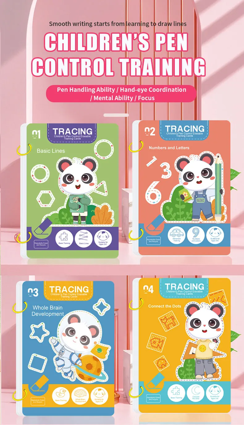 32-Page Reusable Magic Practice Notebook Set | Whole Brain Development, Writing Training, and Art Education Handbook | Learn Writing Skills, Paper Materials, Durable Binding | Color Pages | Christmas Gifts
