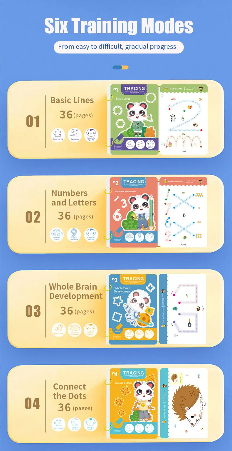 32-Page Reusable Magic Practice Notebook Set | Whole Brain Development, Writing Training, and Art Education Handbook | Learn Writing Skills, Paper Materials, Durable Binding | Color Pages | Christmas Gifts