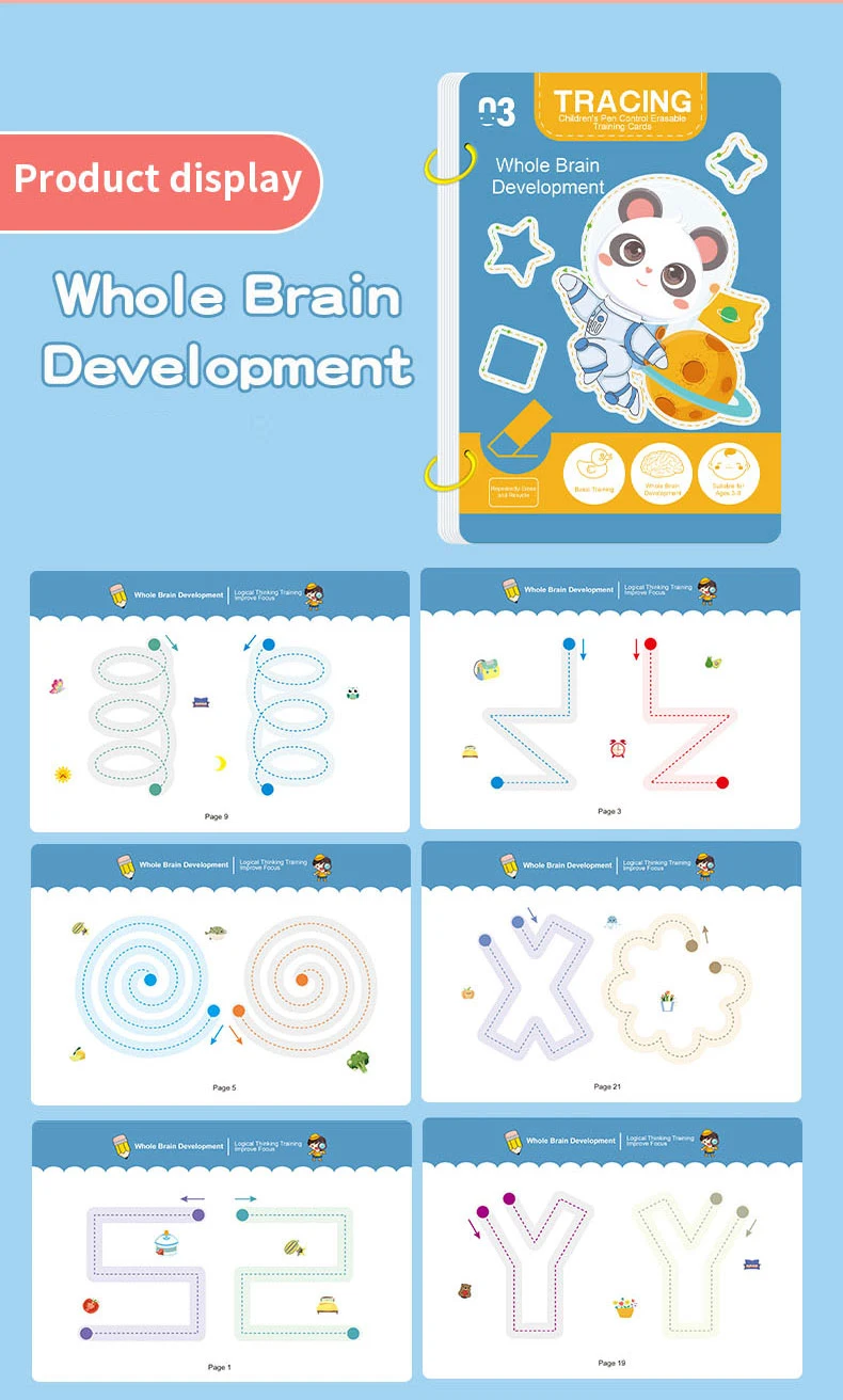 32-Page Reusable Magic Practice Notebook Set | Whole Brain Development, Writing Training, and Art Education Handbook | Learn Writing Skills, Paper Materials, Durable Binding | Color Pages | Christmas Gifts