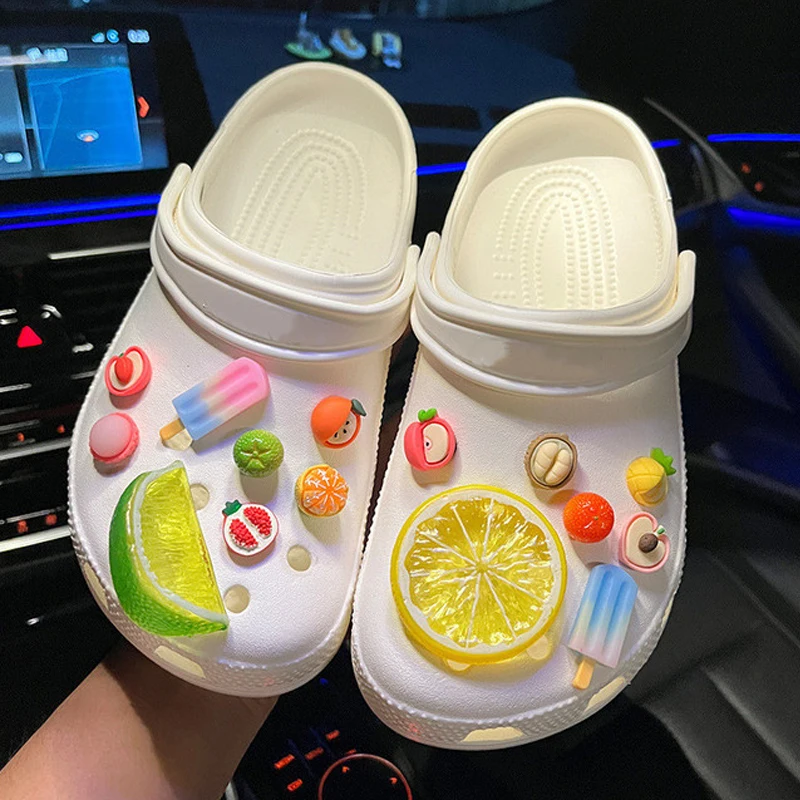Fruit Shoe Decoration Set Cute Christmas Ducks Advanced Shoe Decorations DIY Detachable Buckle Shoes Accessories1Set