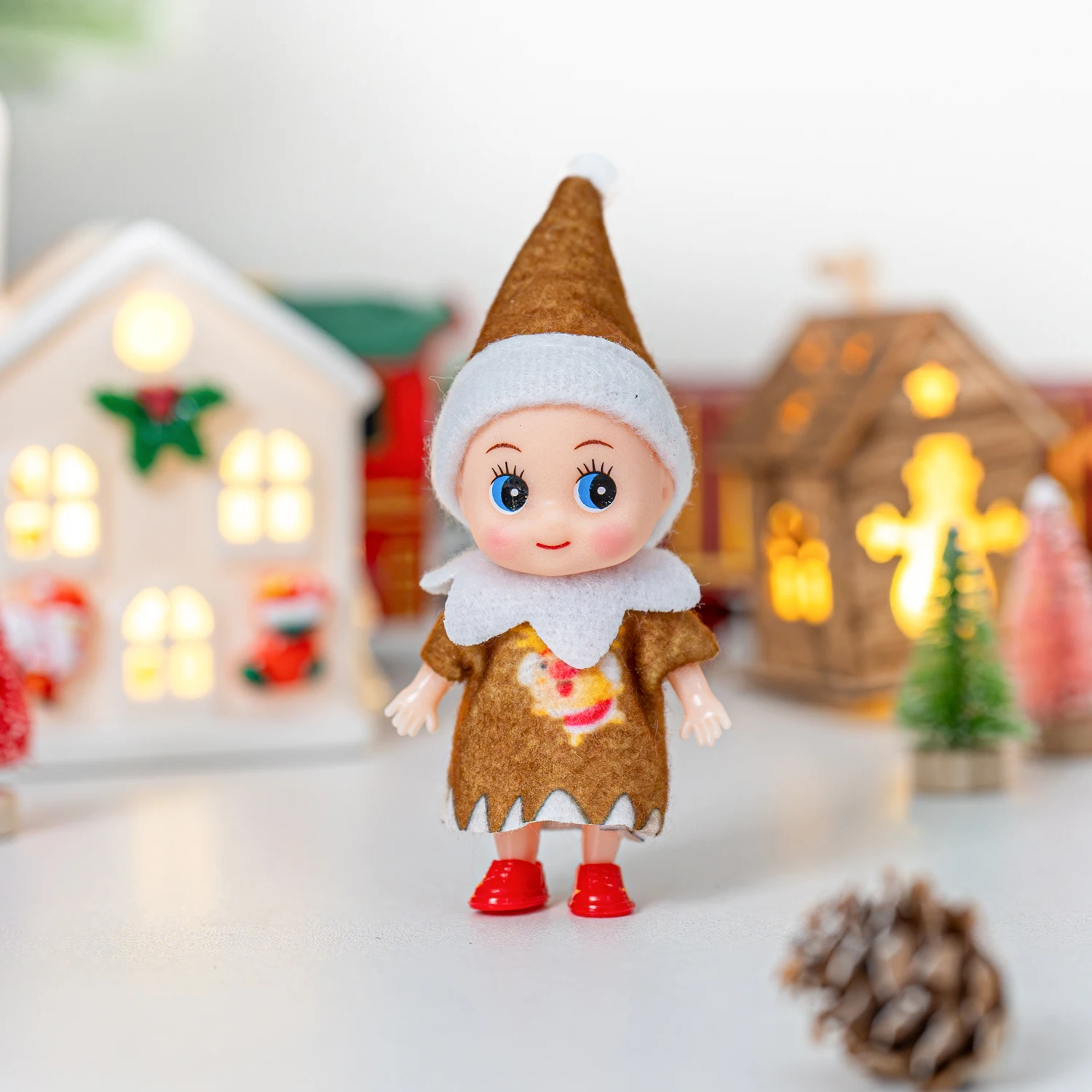 4/5/6 Pcs Mini Baby Elf Christmas Doll Mini Miniature Plaid Accessories Green and Red Suitable for Xmas New Year Decor Gift