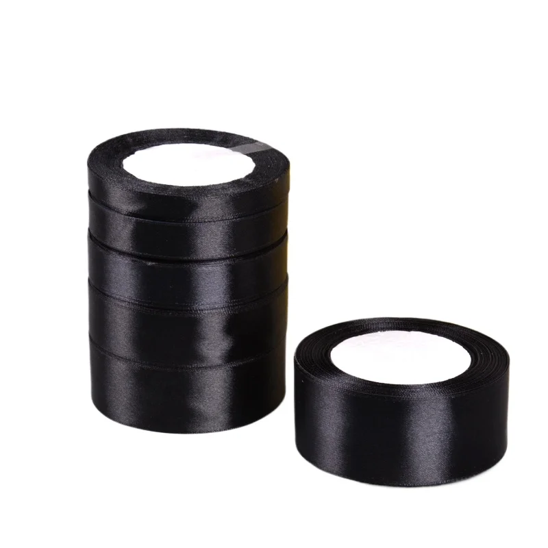 6-10-12-15-20-25-30-40-50-80mm Black Satin Ribbon Christmas Wedding Birthday Party Gift Wrapping Silk Ribbons DIY Accessory Bow