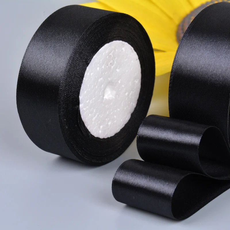 6-10-12-15-20-25-30-40-50-80mm Black Satin Ribbon Christmas Wedding Birthday Party Gift Wrapping Silk Ribbons DIY Accessory Bow