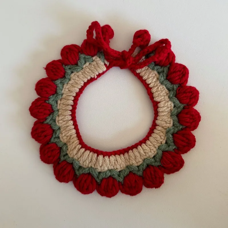 Christmas Pet Collars Cat Dog Christmas Decorations Pet Lace Knitting Necklaces Wool Scarf New Year Gift Cat Puppy Accessories