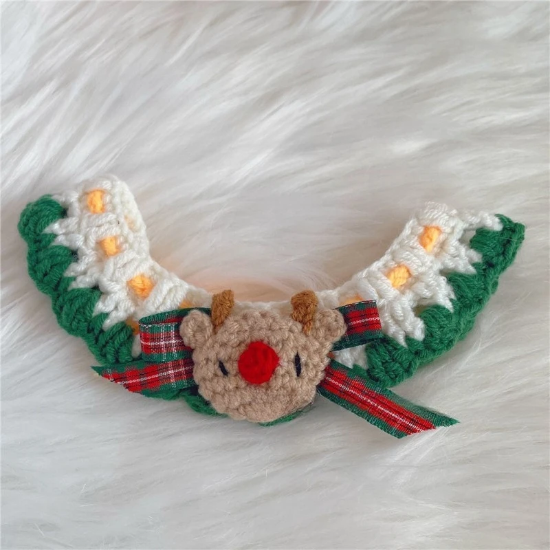 Christmas Pet Collars Cat Dog Christmas Decorations Pet Lace Knitting Necklaces Wool Scarf New Year Gift Cat Puppy Accessories