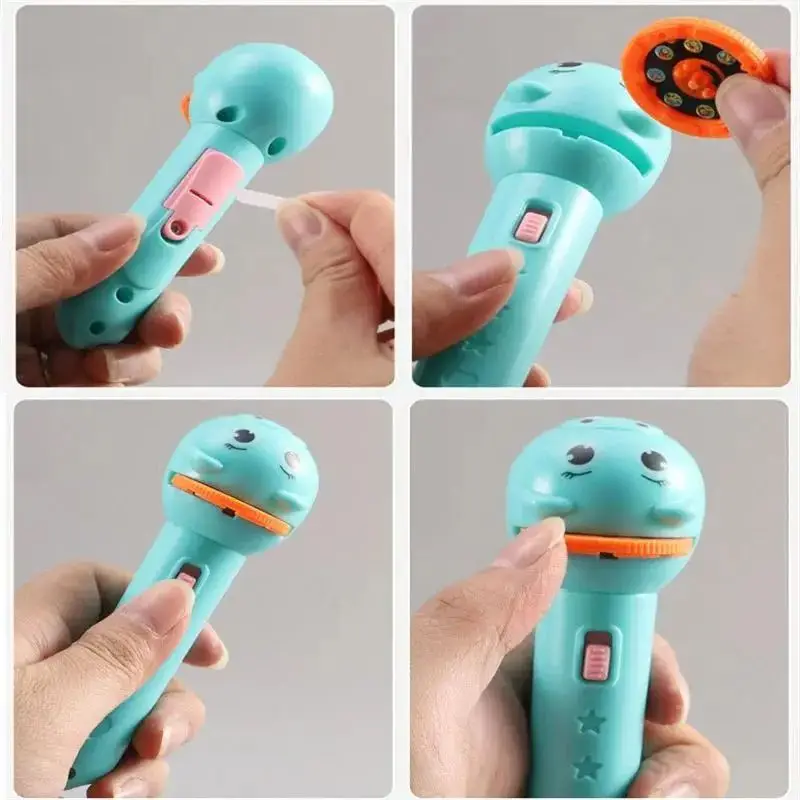 Children's Glowing Flashlight Projector Baby Sleep Story Book Flashlight Toy Early Education Toy Holiday Christmas Lighting