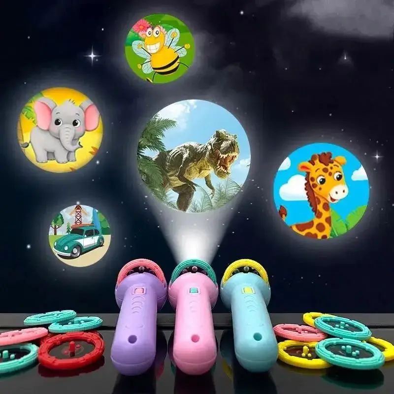 Children's Glowing Flashlight Projector Baby Sleep Story Book Flashlight Toy Early Education Toy Holiday Christmas Lighting