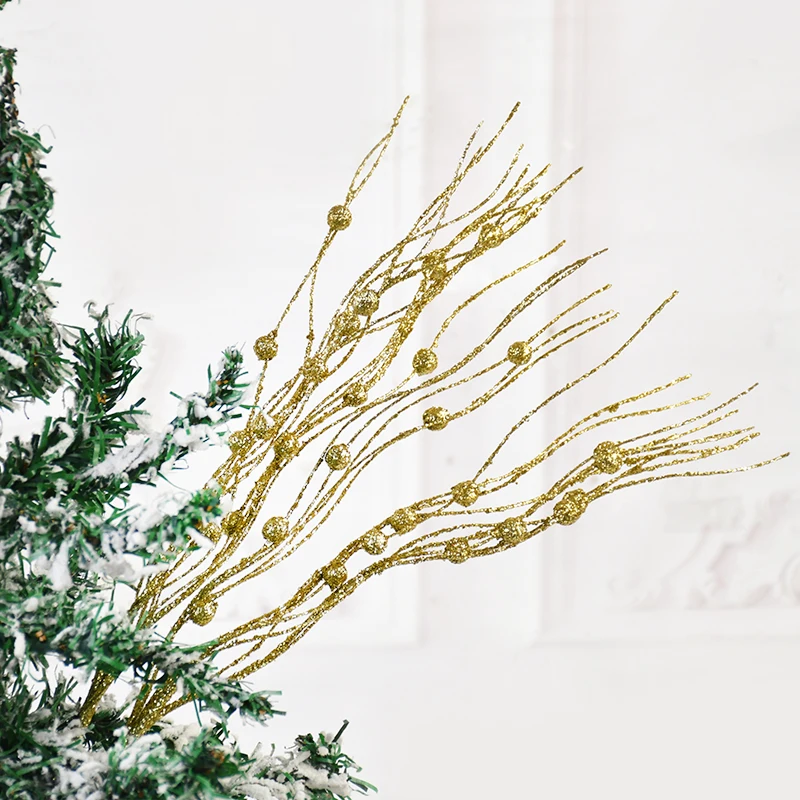 1/3/5Pcs Christmas Artificial Glitter Berry Stem Branches Xmas Tree Ornament New Year Home Decoration DIY Vase Filler 2025 Party