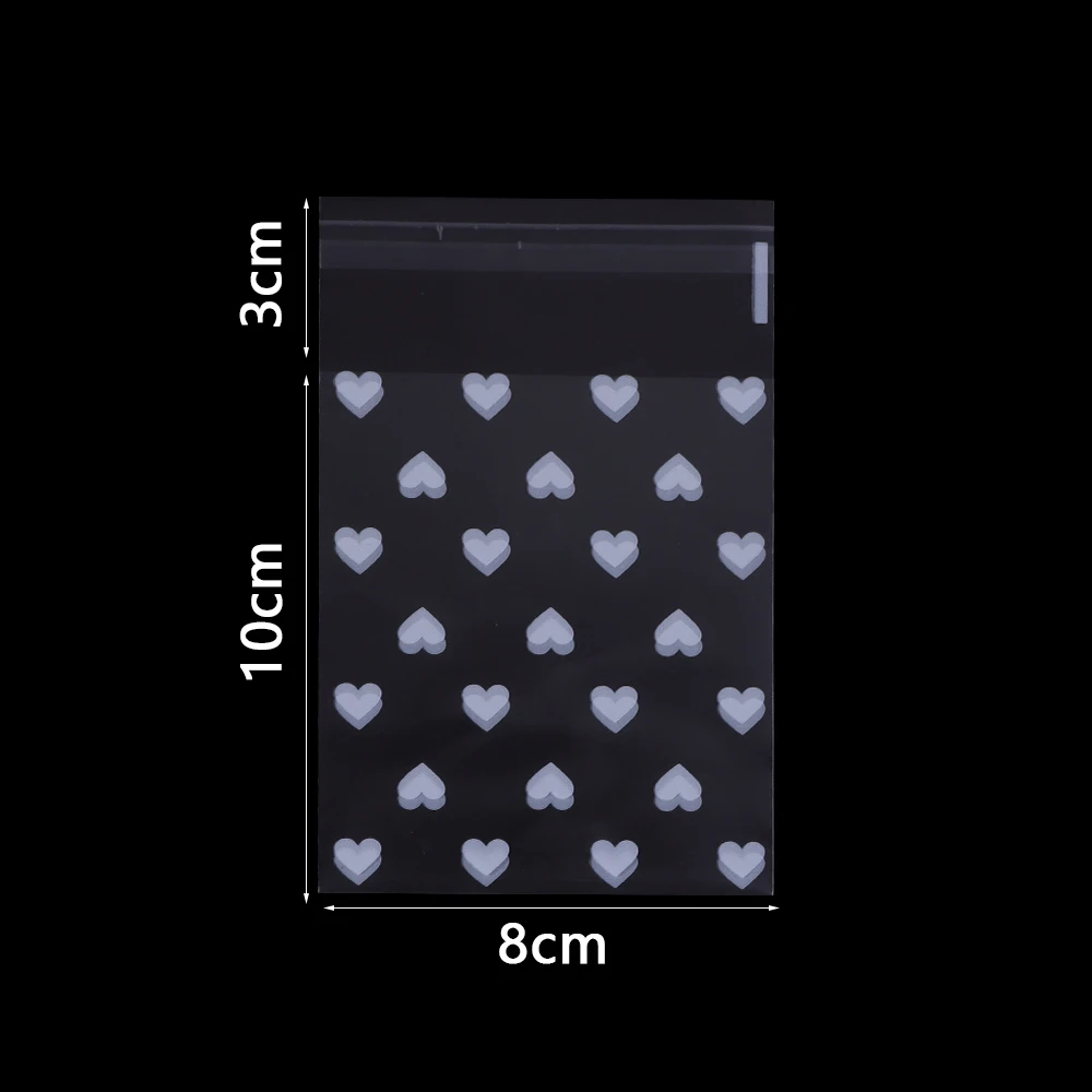 50Pcs/Lot Plastic Transparent Heart Candy Self Adhesive Bags Jewelry Storage For Party Pouch Christmas Gift Packaging Bags