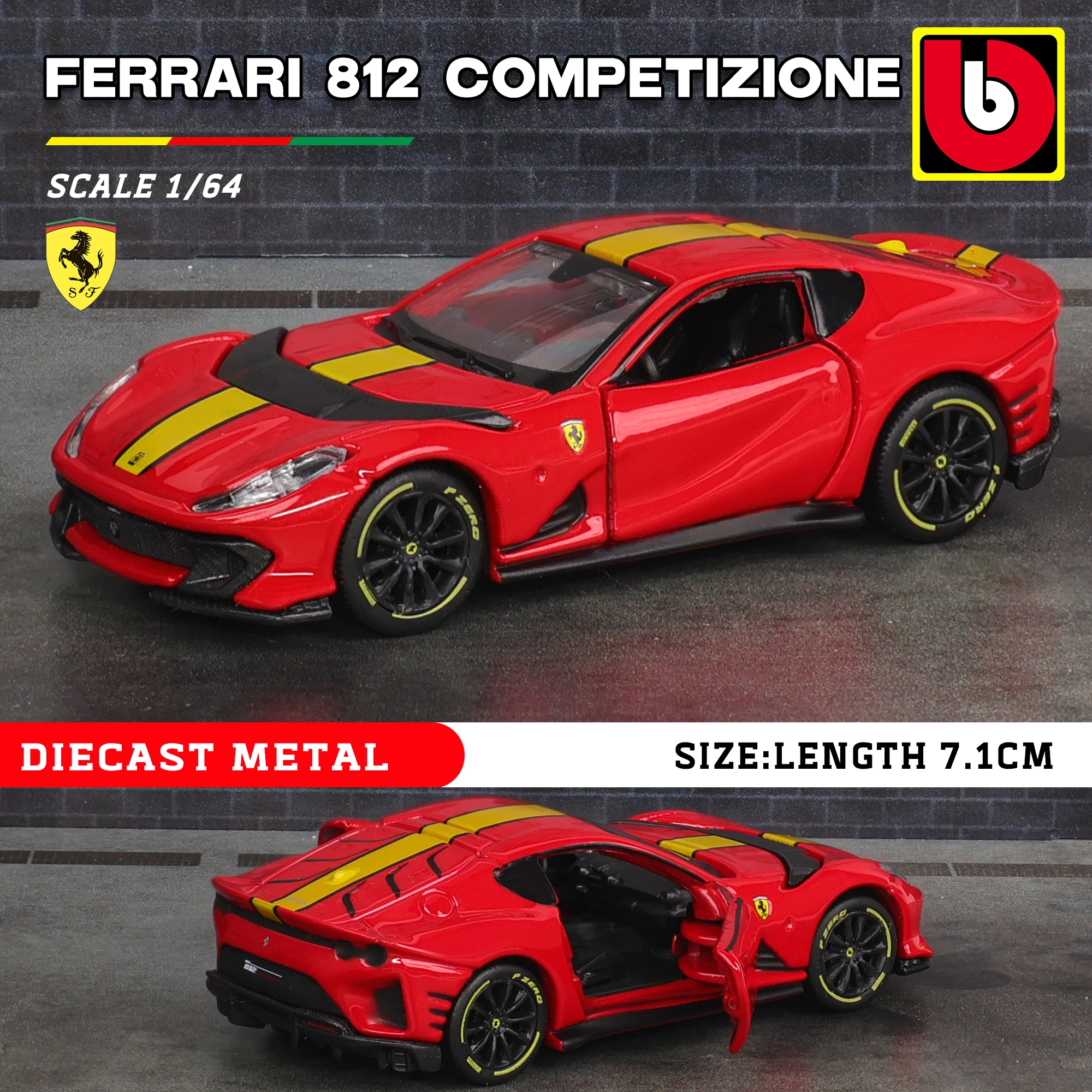 Bburago 1:64 genuine Ferrari SP1 812 COMPETIZIONE ENZO F40 F12TDF SF90 car model series children's Christmas boy gift toys