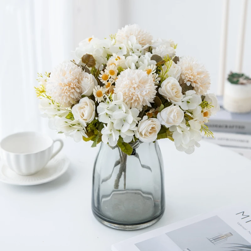 1PC 7 Fork Chamomile Combination Artificial Flowers For Home Ornamental Flowerpot Decoration Wedding Arch Christmas Accessories