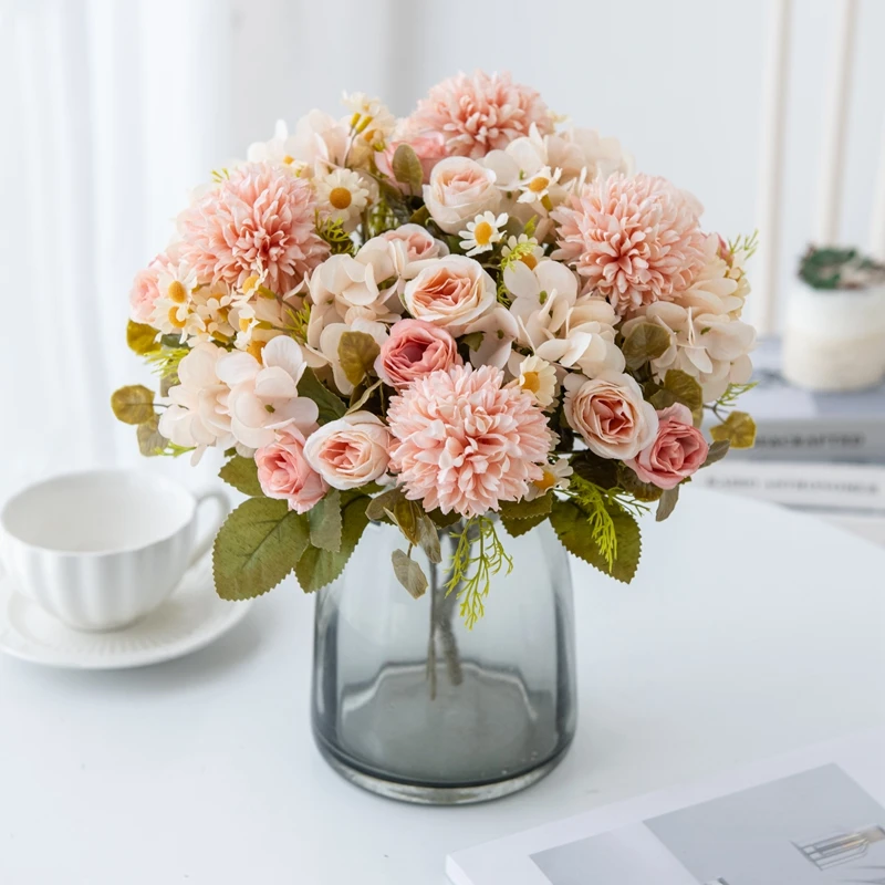 1PC 7 Fork Chamomile Combination Artificial Flowers For Home Ornamental Flowerpot Decoration Wedding Arch Christmas Accessories