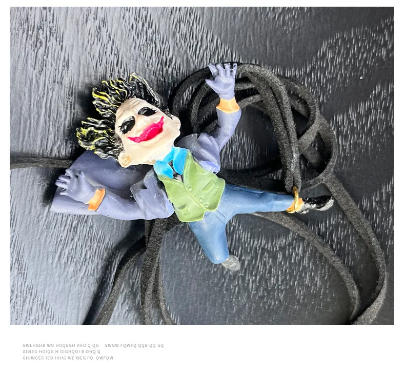 Joker Car Resin Pendant Creative Car Rearview Mirror Cowhide Lrope Cartoon Pendant Christmas Gift 2024 New Product