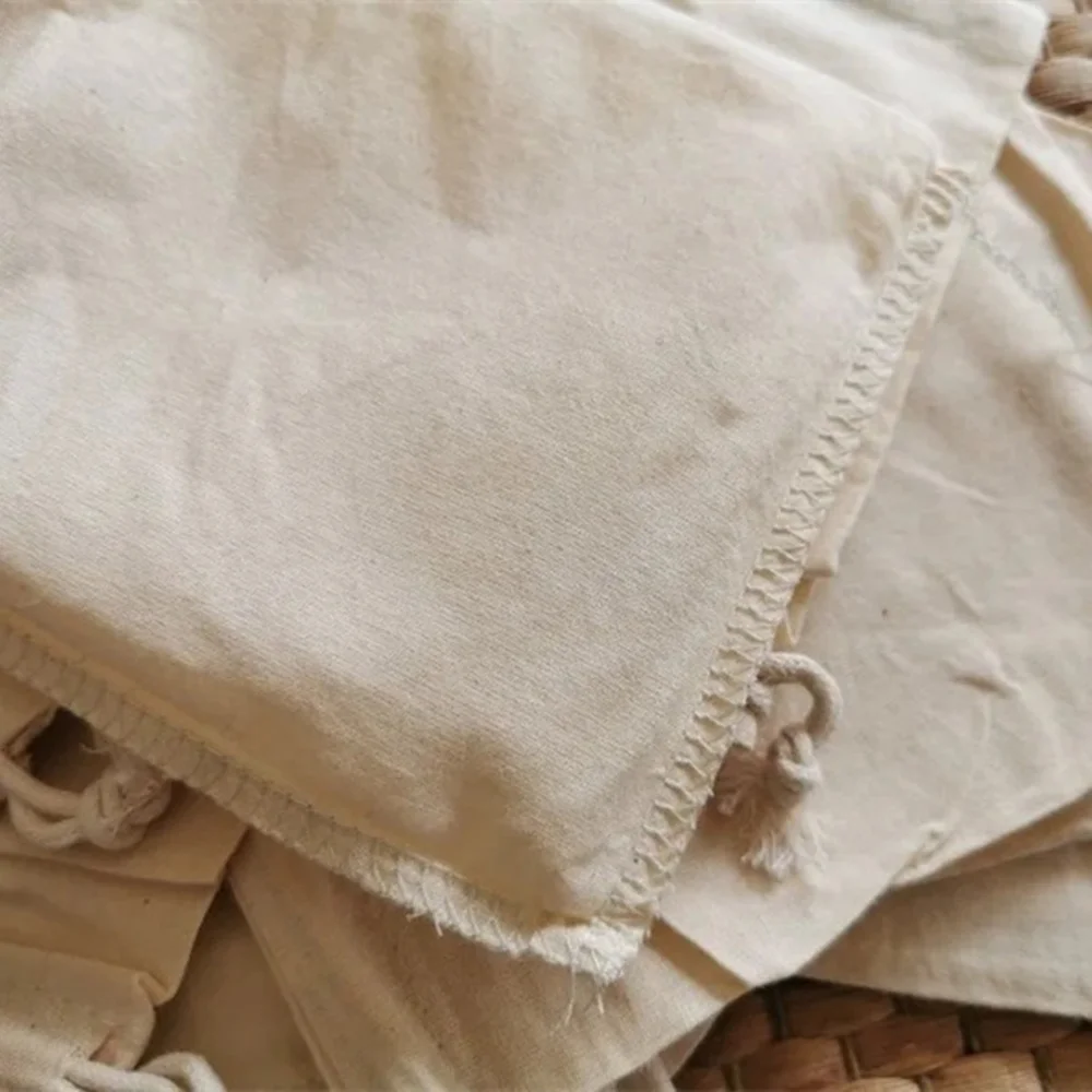 5/10/20 Pcs/Lot Reusable Natural Cotton Storage Bags Christmas Wedding Gifts Candles Drawstring Pouches Home Organizer Dustbag