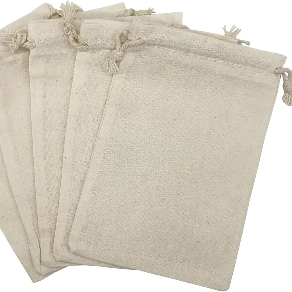 5/10/20 Pcs/Lot Reusable Natural Cotton Storage Bags Christmas Wedding Gifts Candles Drawstring Pouches Home Organizer Dustbag