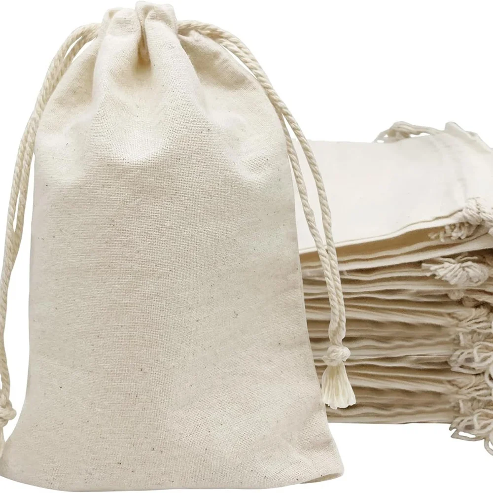 5/10/20 Pcs/Lot Reusable Natural Cotton Storage Bags Christmas Wedding Gifts Candles Drawstring Pouches Home Organizer Dustbag