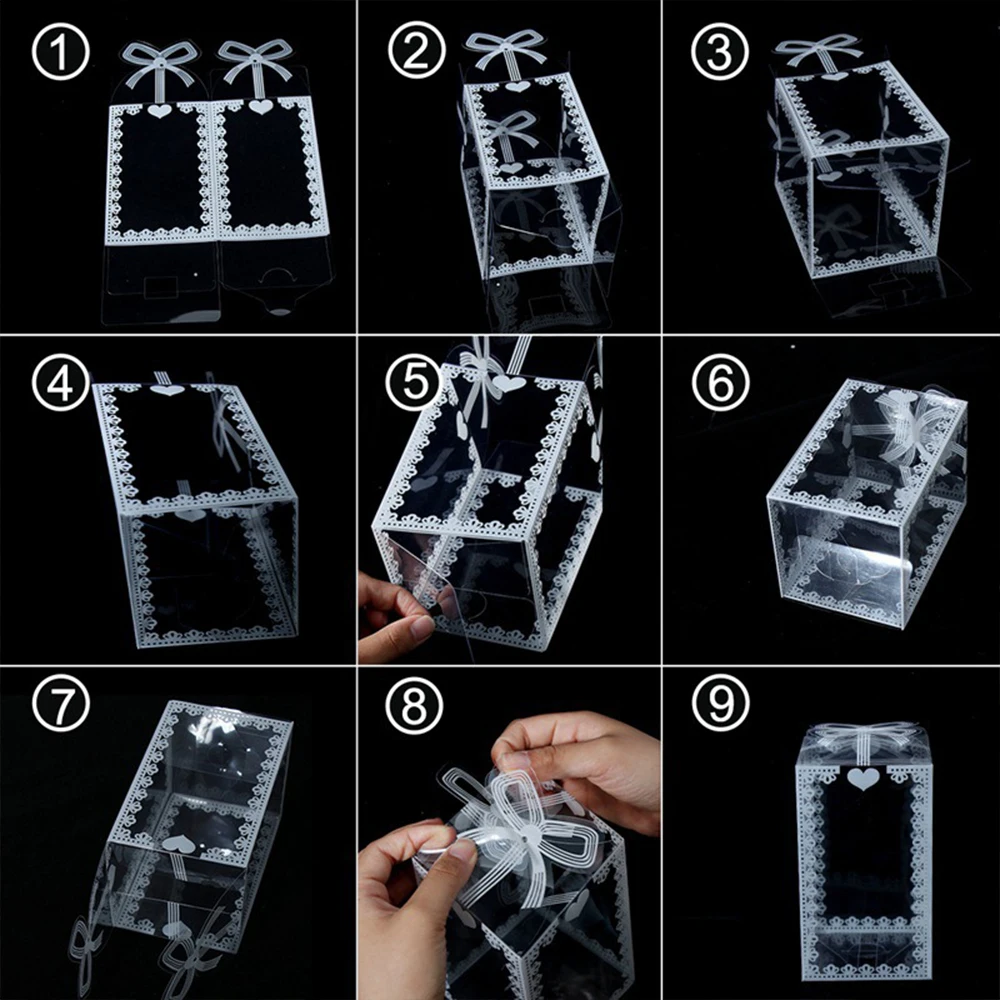 10Pcs Transparent PVC Box Plastic Candy Favor Gift Packaging Boxes for Wedding Birthday Party Christmas Gift Wrapping
