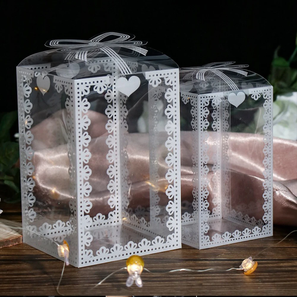 10Pcs Transparent PVC Box Plastic Candy Favor Gift Packaging Boxes for Wedding Birthday Party Christmas Gift Wrapping