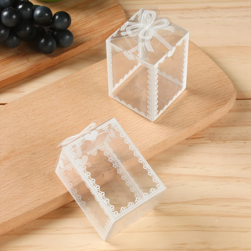 10Pcs Transparent PVC Box Plastic Candy Favor Gift Packaging Boxes for Wedding Birthday Party Christmas Gift Wrapping