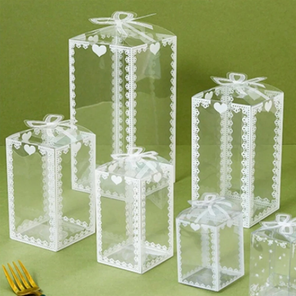 10Pcs Transparent PVC Box Plastic Candy Favor Gift Packaging Boxes for Wedding Birthday Party Christmas Gift Wrapping