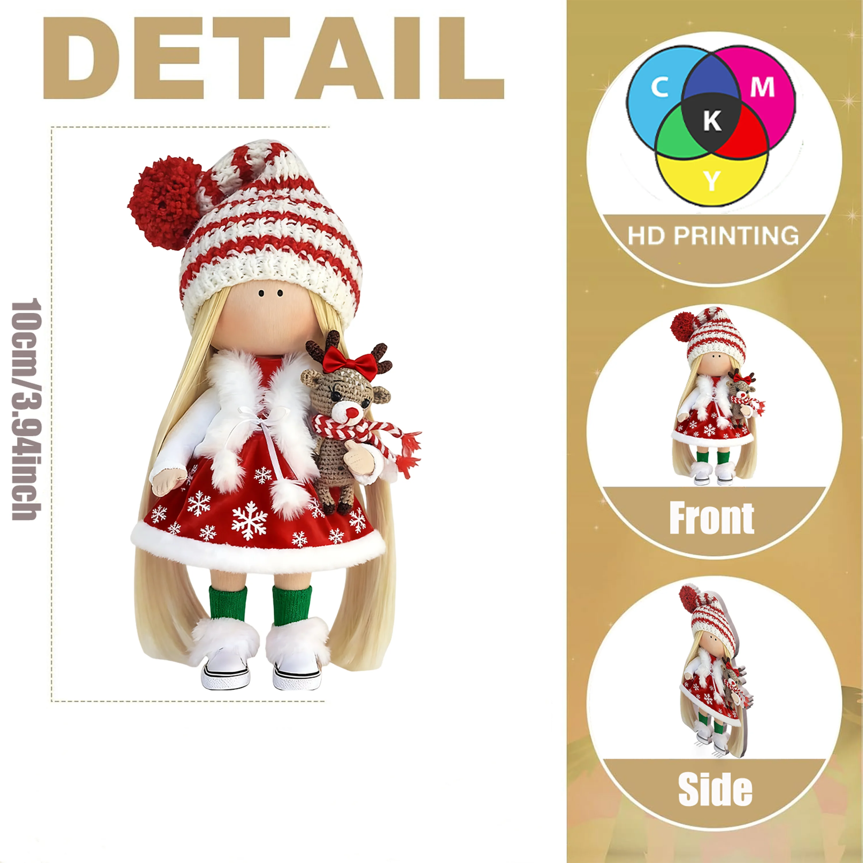 18/12pcs Artificial Wood Christmas Doll Figurines 2D Flat Characters with Traditional Outfits for Decorations Christmas Decor