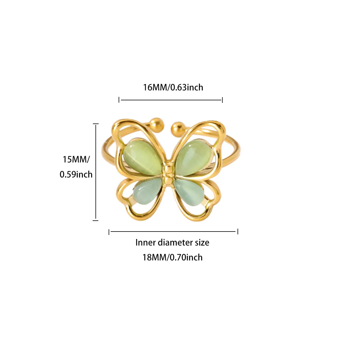Popular Butterfly Rings For Women Gold Color Stainless Steel Geometric Opening Finger Ring Aesthetic Wedding Christmas Jewelry