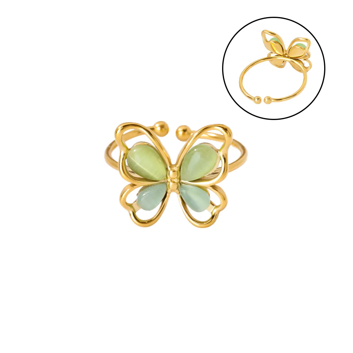 Popular Butterfly Rings For Women Gold Color Stainless Steel Geometric Opening Finger Ring Aesthetic Wedding Christmas Jewelry