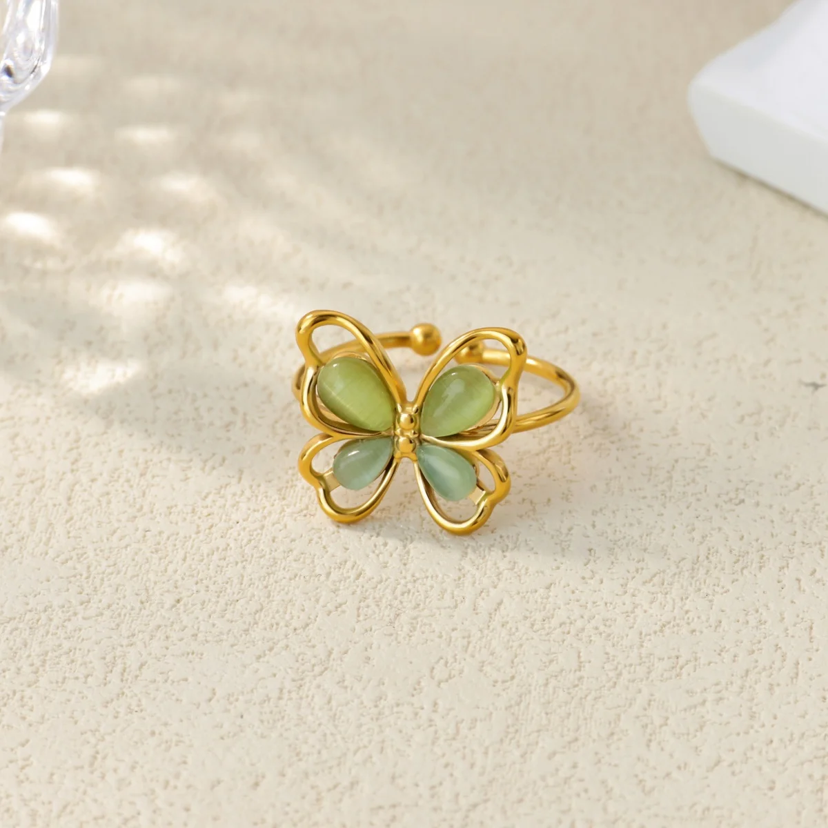 Popular Butterfly Rings For Women Gold Color Stainless Steel Geometric Opening Finger Ring Aesthetic Wedding Christmas Jewelry