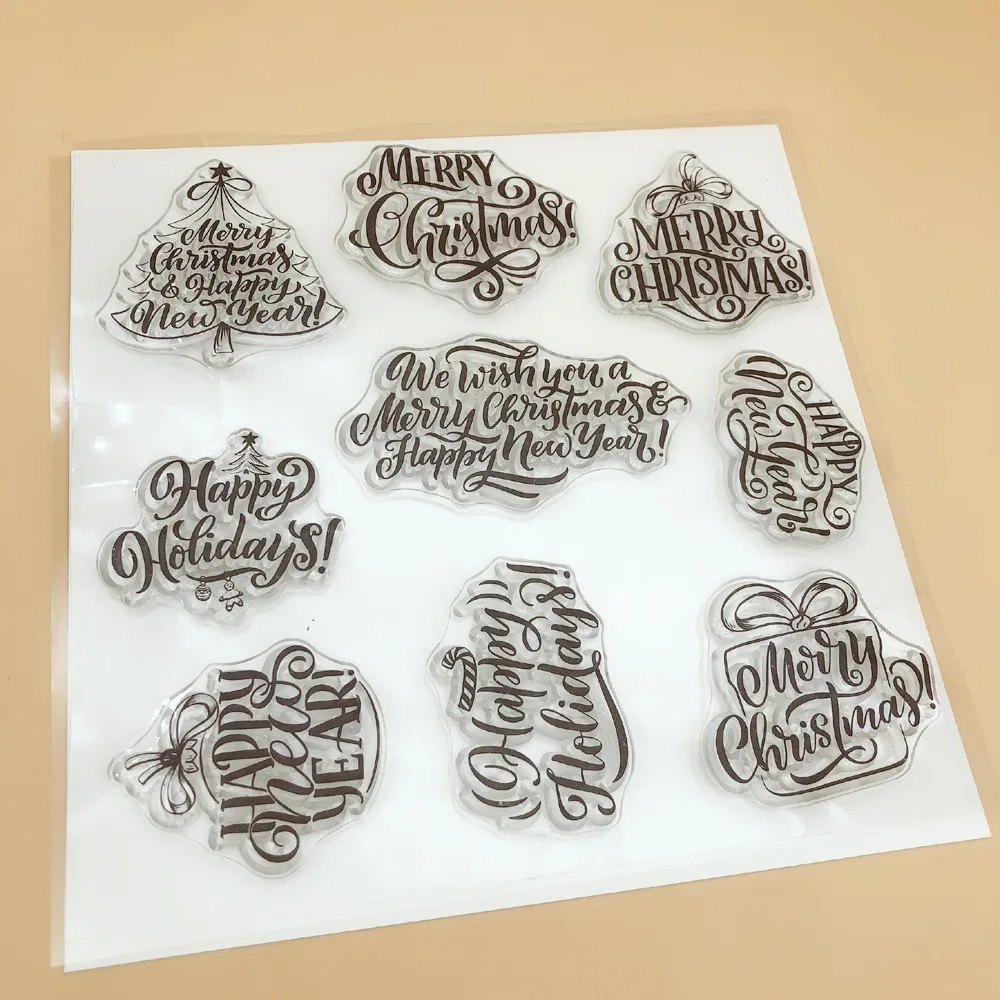 Alinacutle CLEAR STAMPS Christmas Sentiment Scrapbooking Card Album Paper Craft Rubber Roller Transparent Silicon Stamp 20102404
