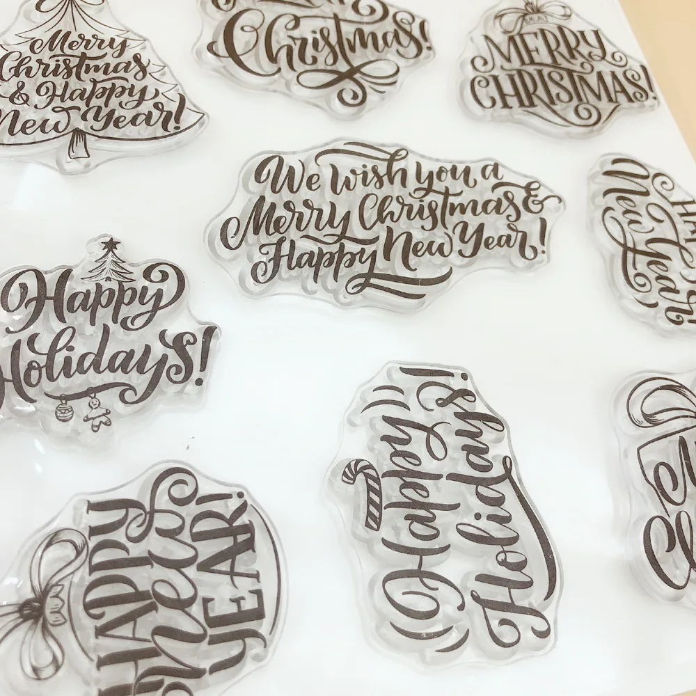 Alinacutle CLEAR STAMPS Christmas Sentiment Scrapbooking Card Album Paper Craft Rubber Roller Transparent Silicon Stamp 20102404
