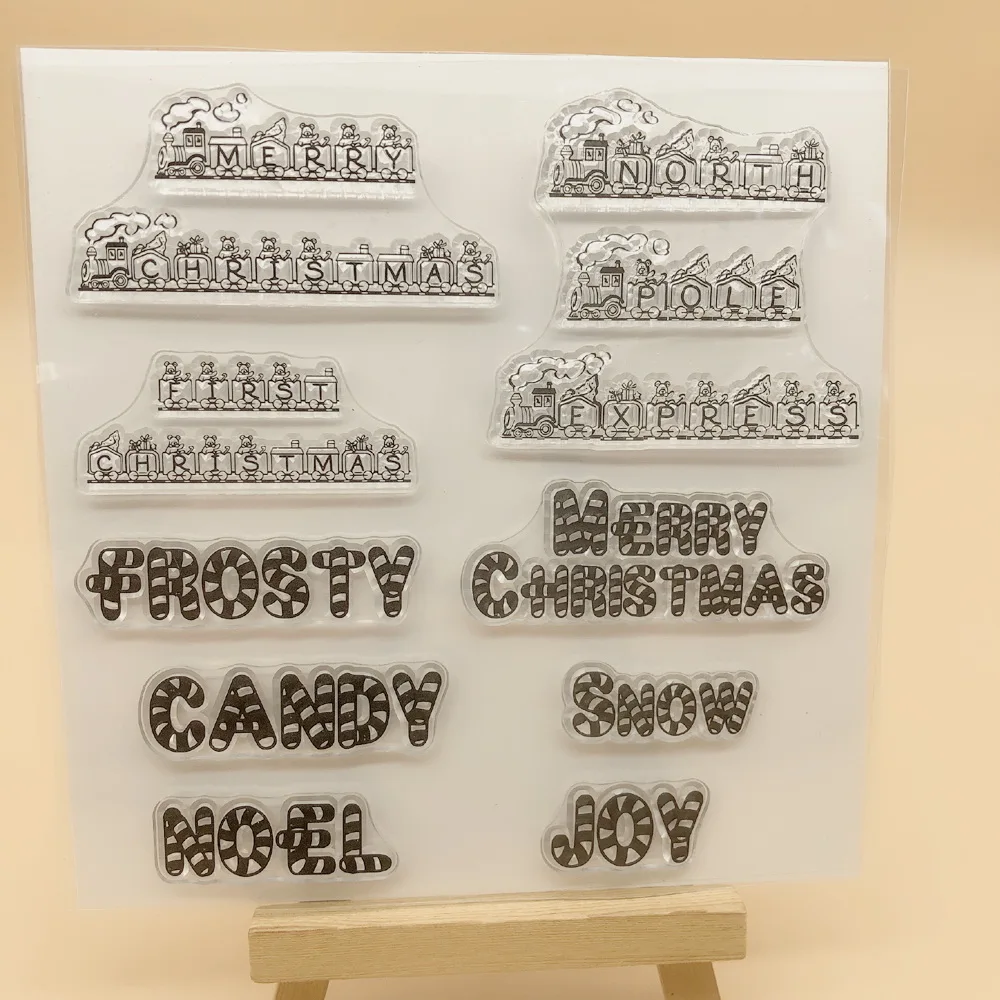 Alinacutle CLEAR STAMPS Christmas Sentiment Scrapbooking Card Album Paper Craft Rubber Roller Transparent Silicon Stamp 20102404