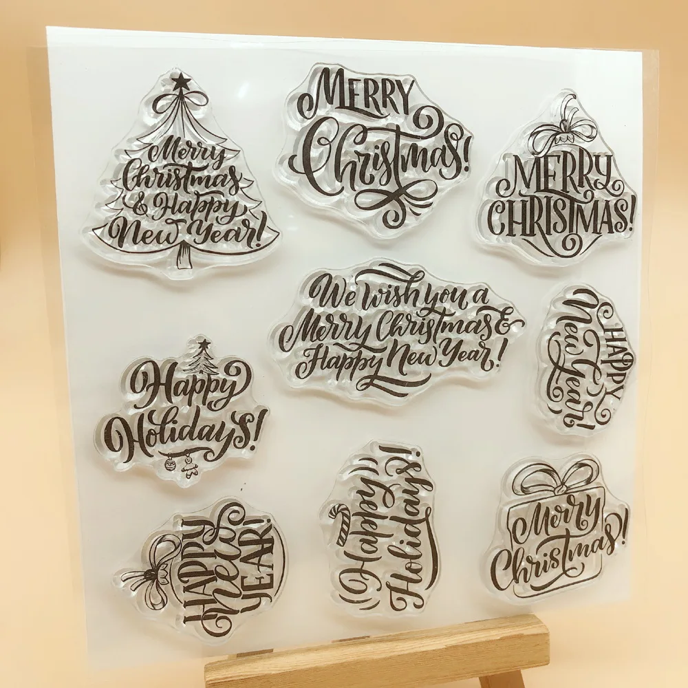 Alinacutle CLEAR STAMPS Christmas Sentiment Scrapbooking Card Album Paper Craft Rubber Roller Transparent Silicon Stamp 20102404
