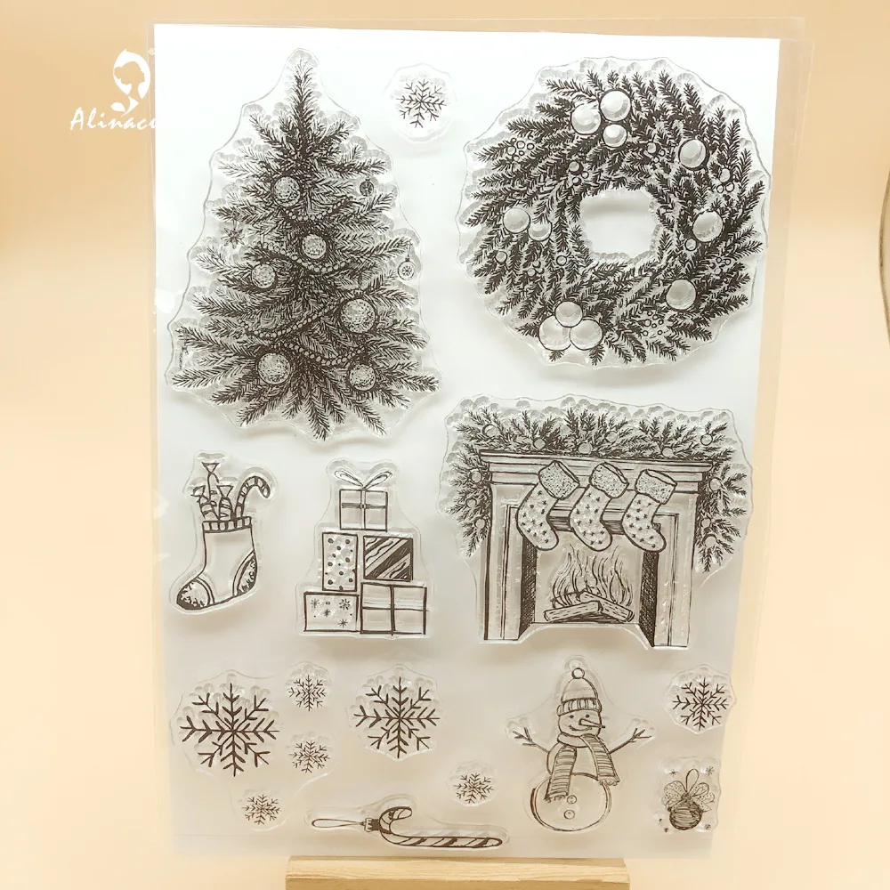 Alinacutle CLEAR STAMPS Christmas Sentiment Scrapbooking Card Album Paper Craft Rubber Roller Transparent Silicon Stamp 20102404