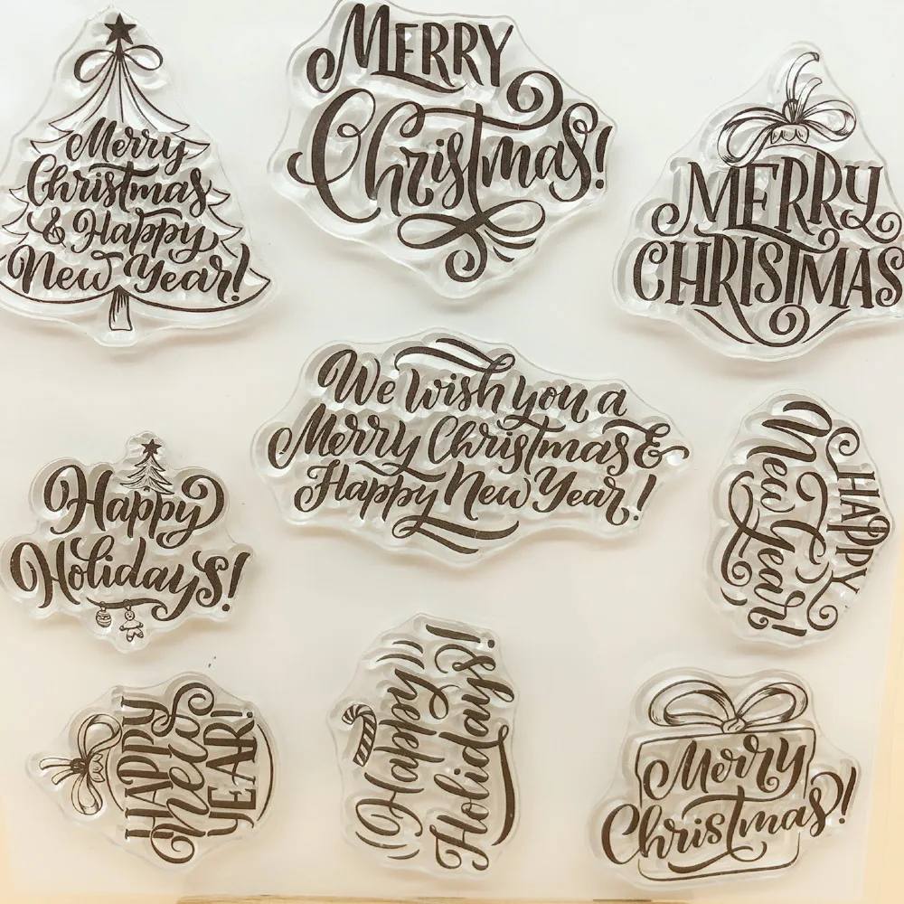 Alinacutle CLEAR STAMPS Christmas Sentiment Scrapbooking Card Album Paper Craft Rubber Roller Transparent Silicon Stamp 20102404