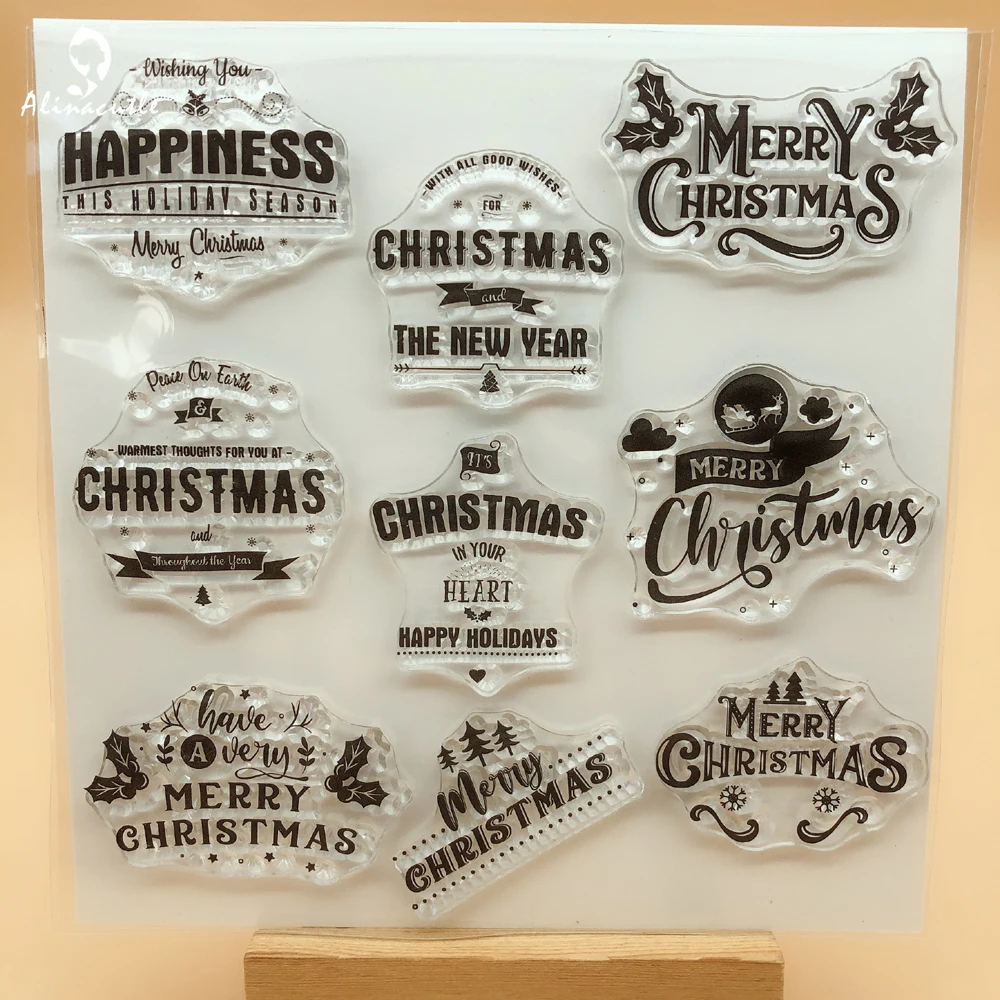 Alinacutle CLEAR STAMPS Christmas Sentiment Scrapbooking Card Album Paper Craft Rubber Roller Transparent Silicon Stamp 20102404