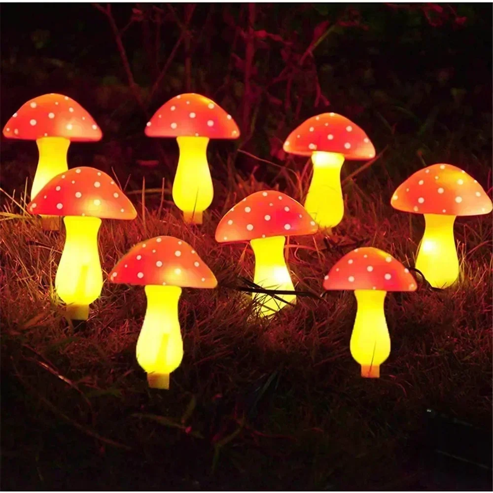 8/12/20 Head Solar Mushroom Lights Stake Garden Decor, Festive Christmas Fairy Lights for Outdoor Yard, Wedding Party Atmosphere